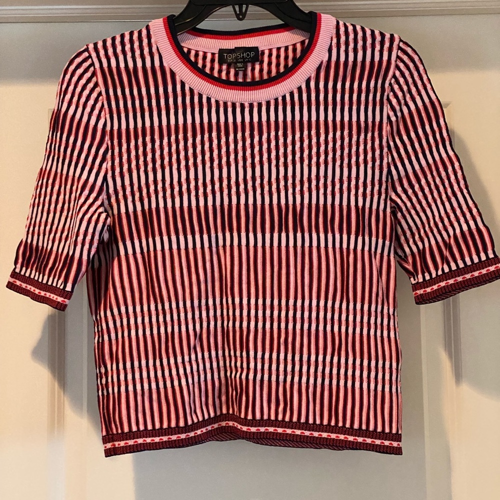 Topshop Red and White Striped‎ Women's Top Size 6